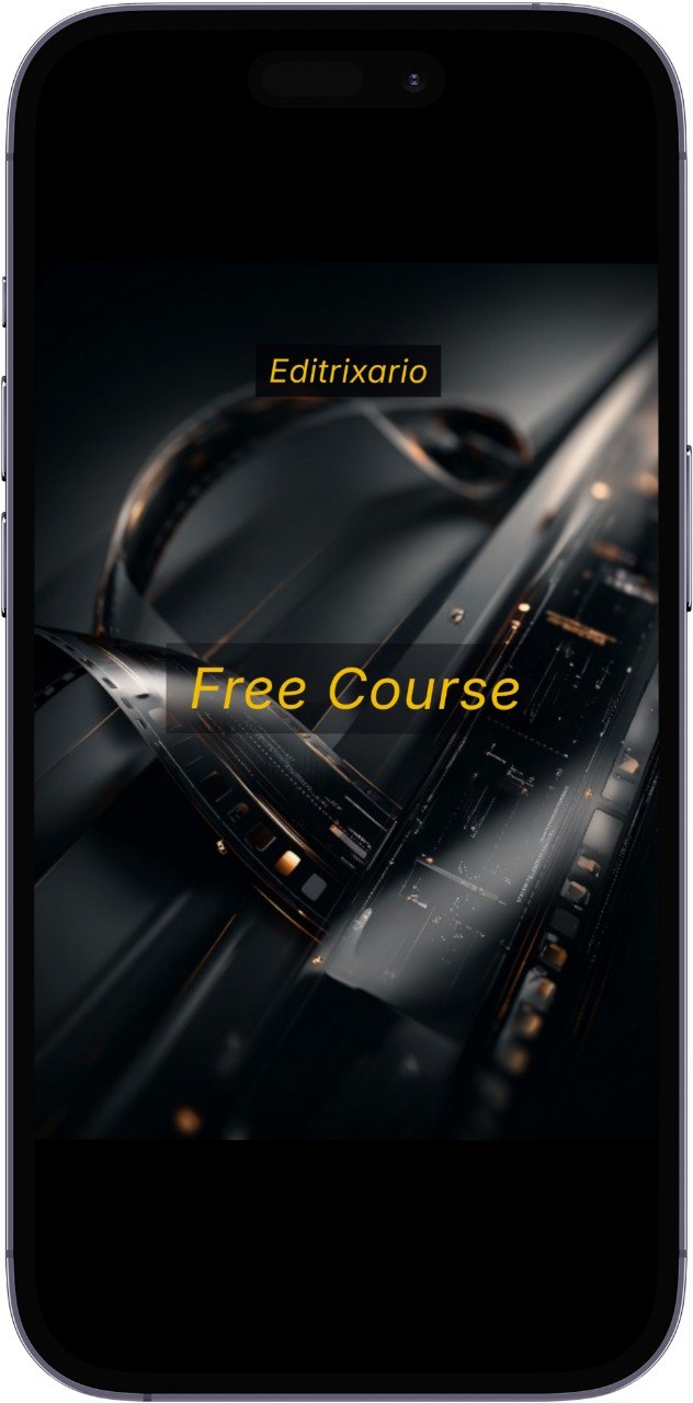 Phone screen displaying a car image with 'Editrixorio' and 'Free Course' text.