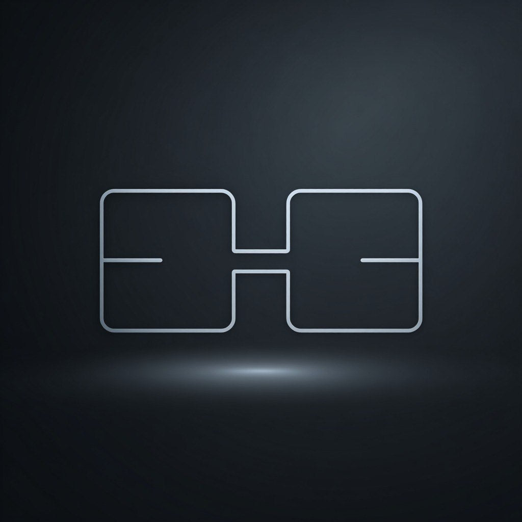 Neon sign with a logo on a dark background