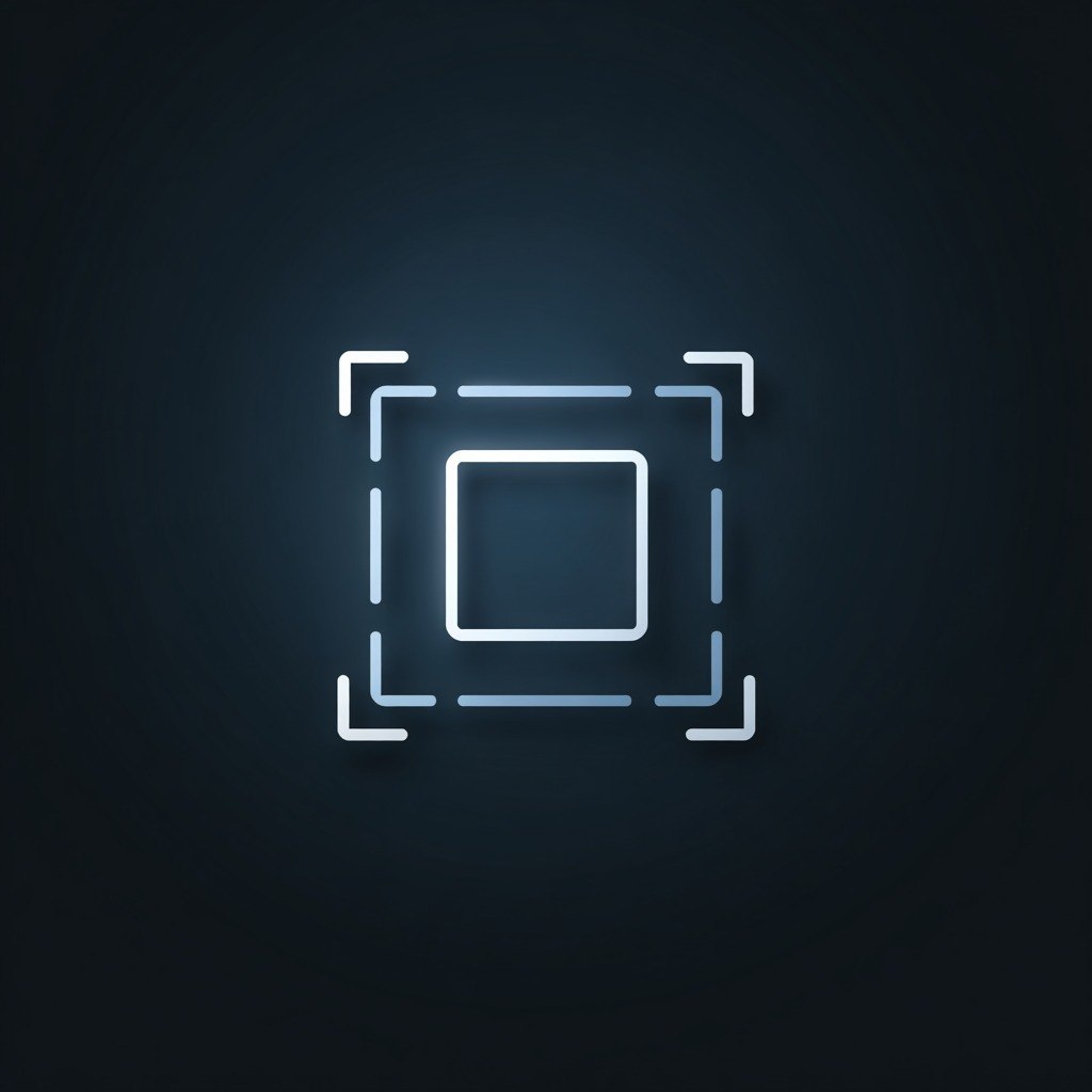 Neon-like square camera icon on a dark background