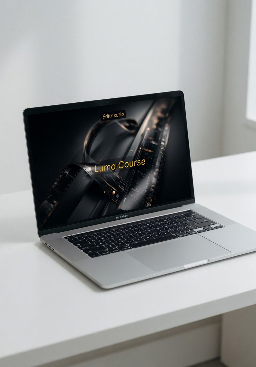 Laptop on a white surface with a dark screen displaying text.