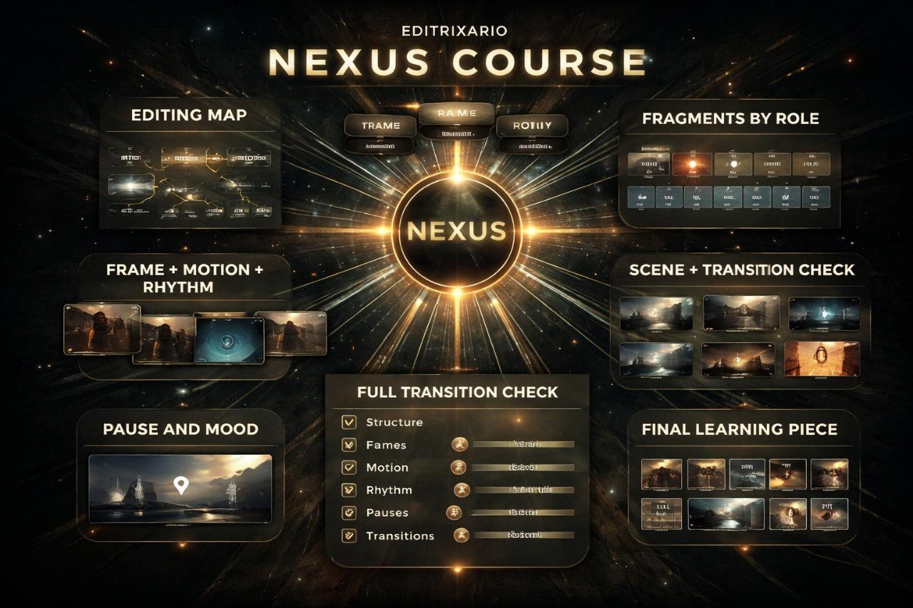 Nexus Course structure with various modules on a dark background