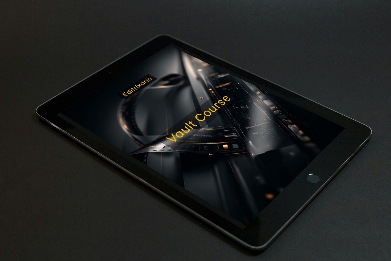 Tablet displaying a dark-themed app interface with 'Luma Course' branding on a black background